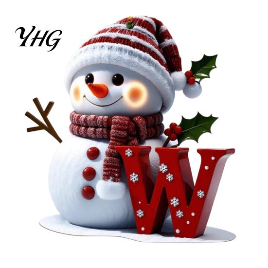Acrylic Holiday Keepsake Gifts 2D Snowman Christmas Ornaments, Personalized Letter Ornaments for Tree, Unique Souvenirs Initial Ornament, Ornament DIY