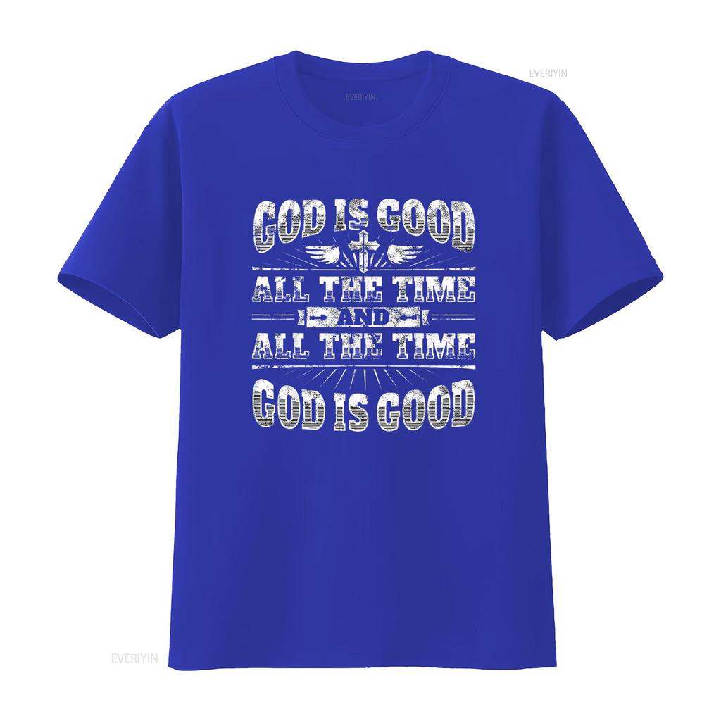 Cool Christian Saying T Shirt God Is Good All The Time Vintage Washed Streetwear Soft Top For Everyday Wear Designer Clothes