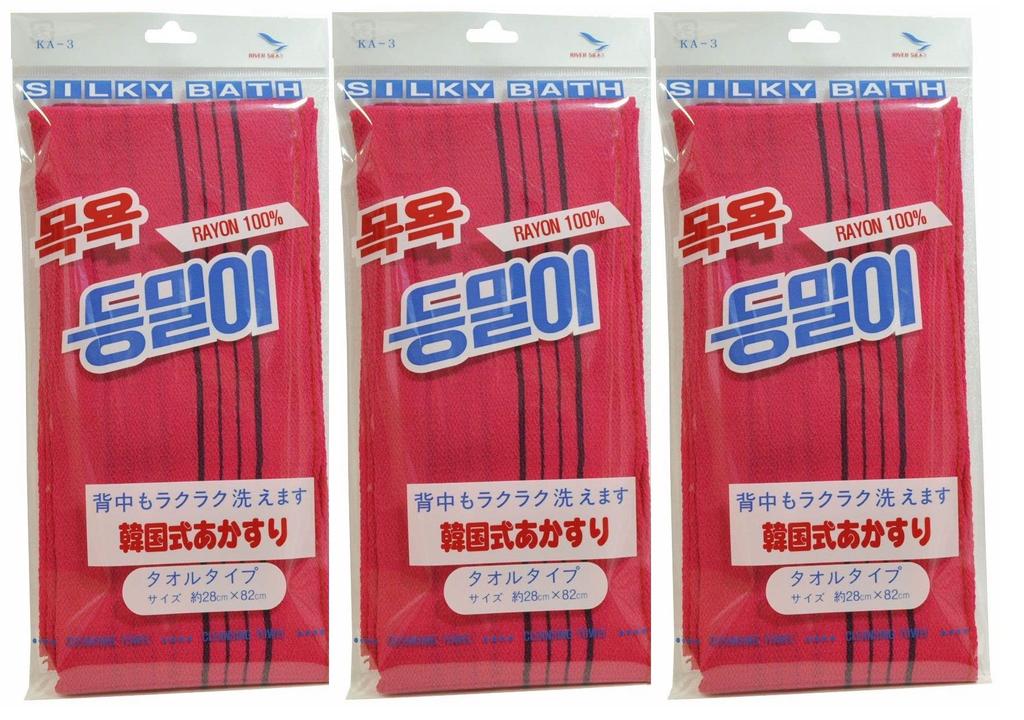 Exfoliating Towel Type Red X Korean-style (KA-3) 3-pack