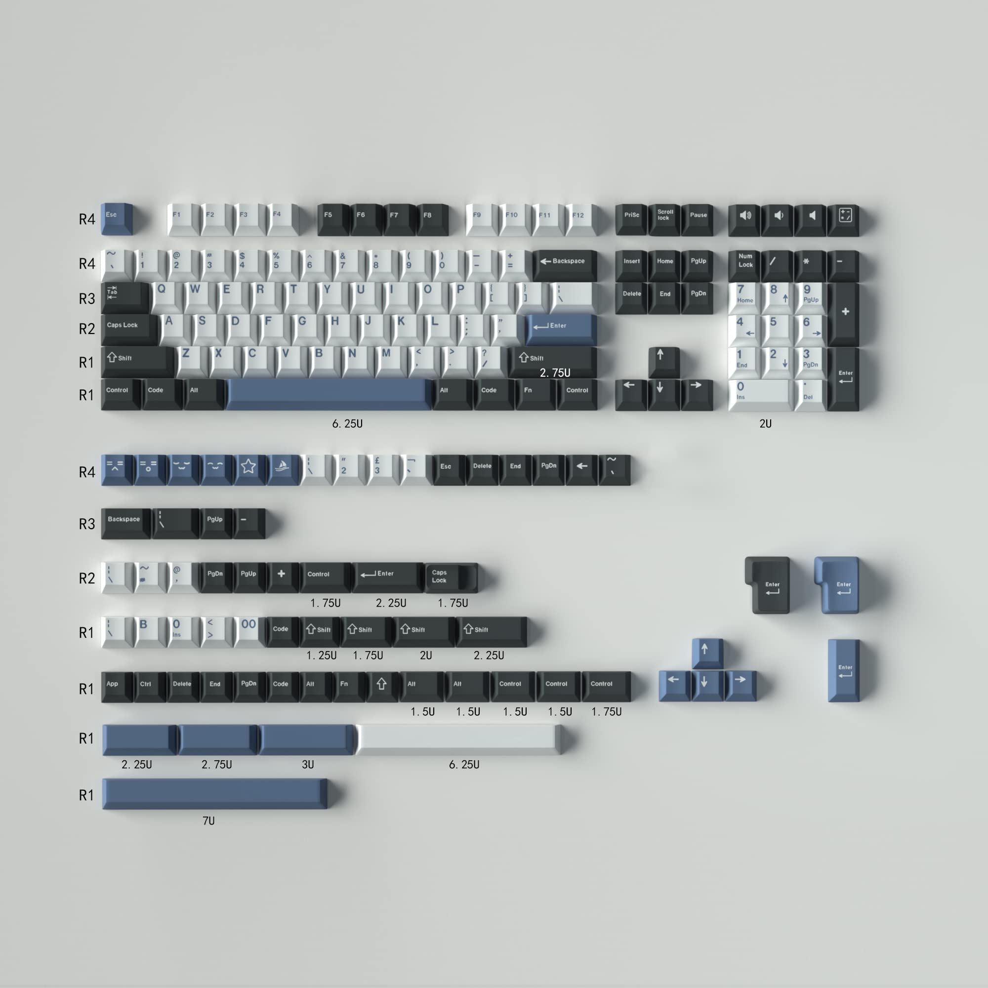 

Arctic Blue White Keycaps Full Set 173 Keys Cherry Profile Doubleshot Custom Keycaps Cherry MX Gateron Kailh Box Switch Mechanical Gaming Gear