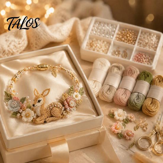 Fournitures pour la fabrication de bracelets Kit Animal Tissé DIY, Kit Fait Main Renard Chat Cerf Oiseau Loisirs Créatifs, Ensemble Crochet Floral pour Débutants Adultes Arts et Artisanat