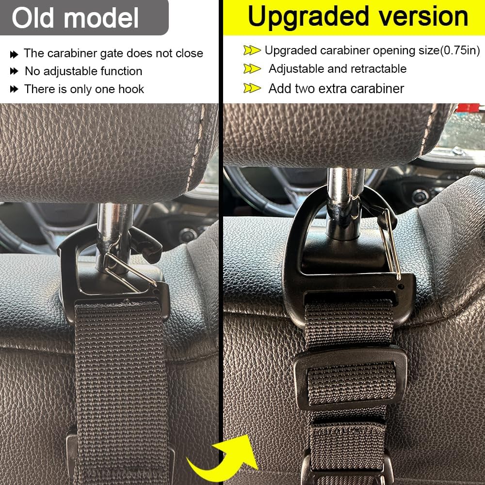Car Headrest Hooks, Backseat Storage Organizer Hangers, Universal Vehicle Seat Back Hooks, 4 Pack