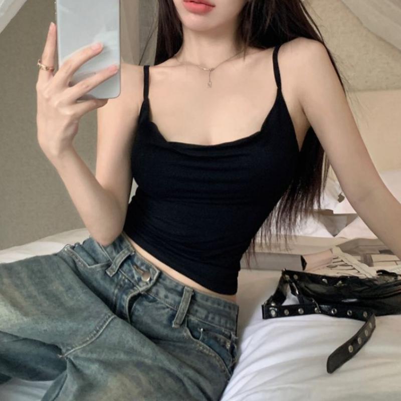 Kragen Falten Wunsch Reiner Stil Camisole West Für Damen Sommer Oberbekleidung Ärmellos Kurz Figurbetontes Oberteil Für Oberbekleidung