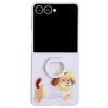 For Samsung Galaxy Z Flip7 5G Case Skin Touch Silicone Ring PC TPU Phone Cover with Cartoon Dachshund Sticker