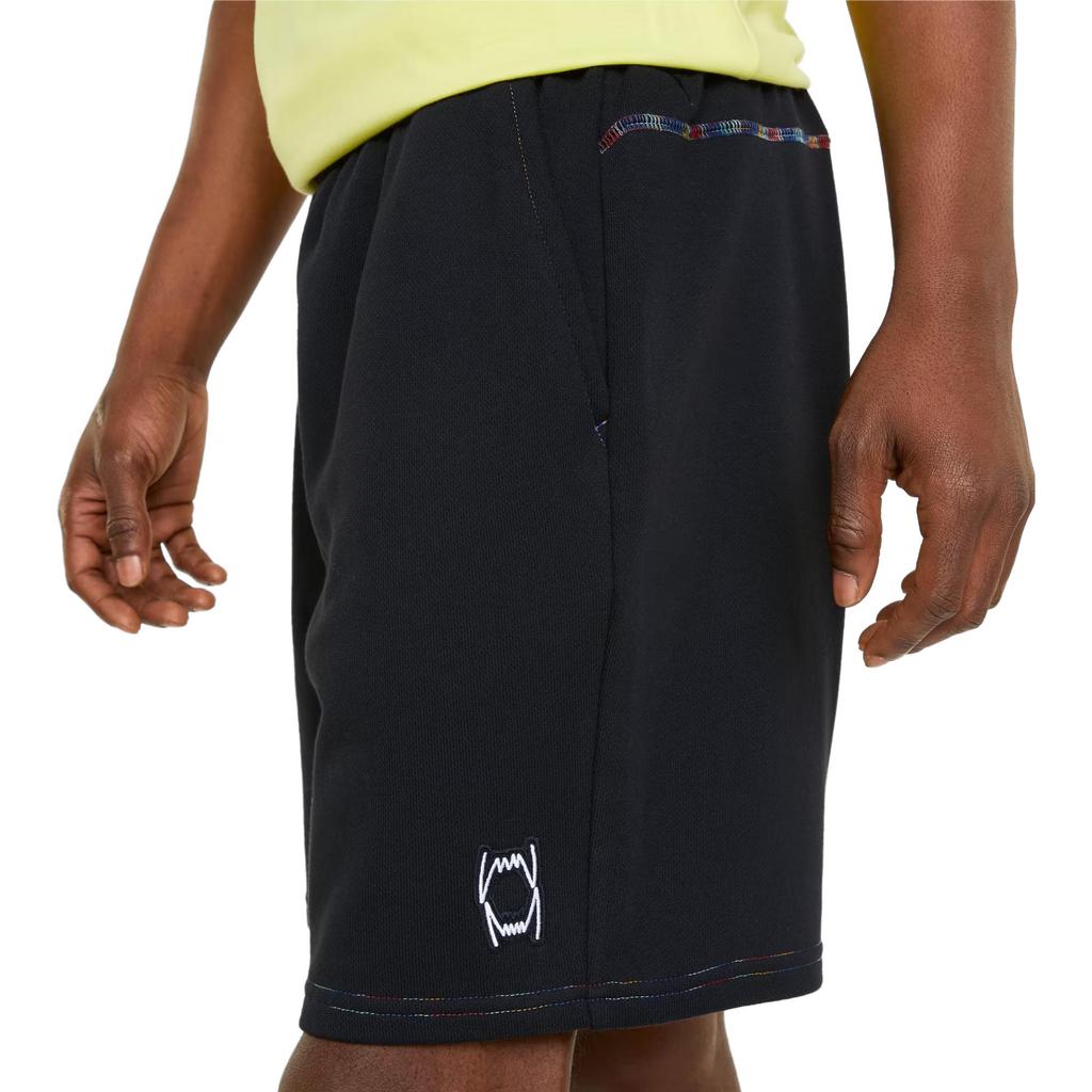 Puma Color Block Pattern Printed Mid Waist Drawstring Straight Casual Shorts Men Shorts Black 533250-09