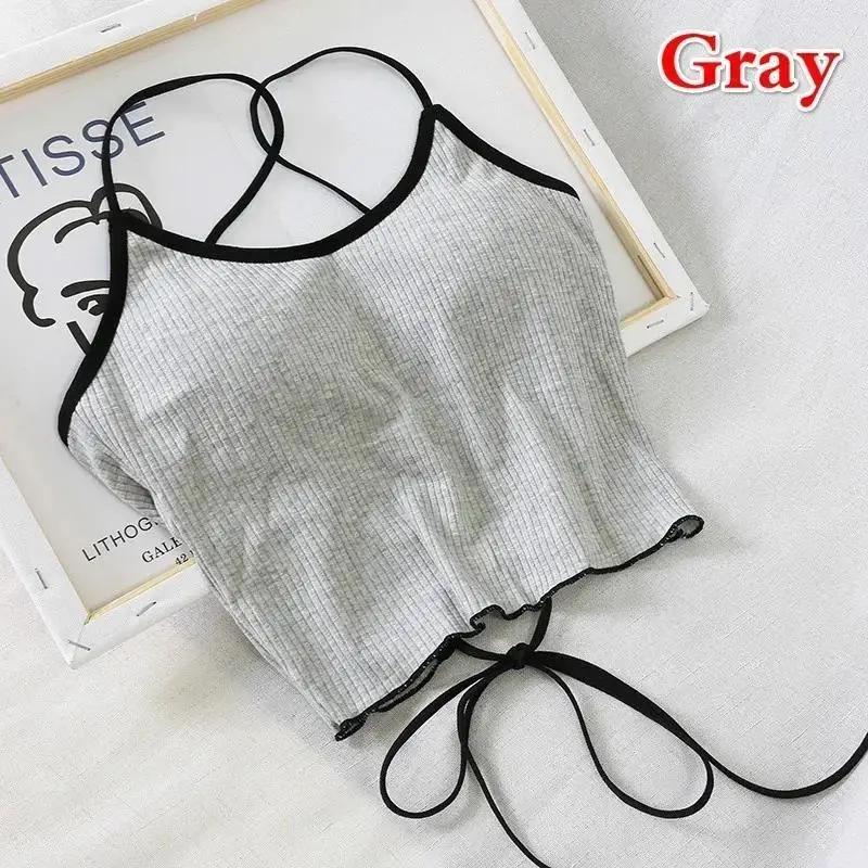Summer Wild Solid Color Without Rims Gather Anti Emptied Wrapped Chest Inside The Outer Wear Comfortable Harness Ride Vest