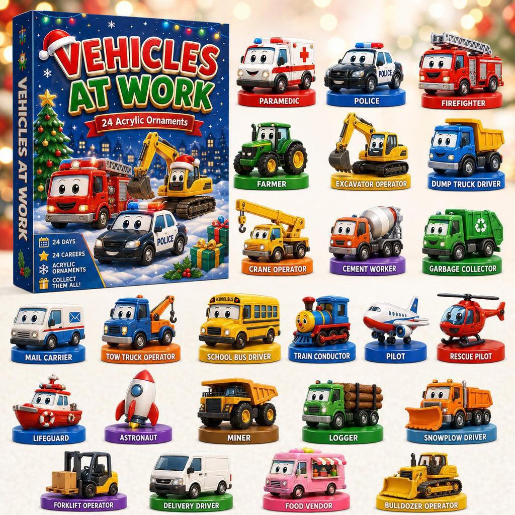 Transportation Advent Calendar With Acrylic Material For Holiday Gift And Kids Play