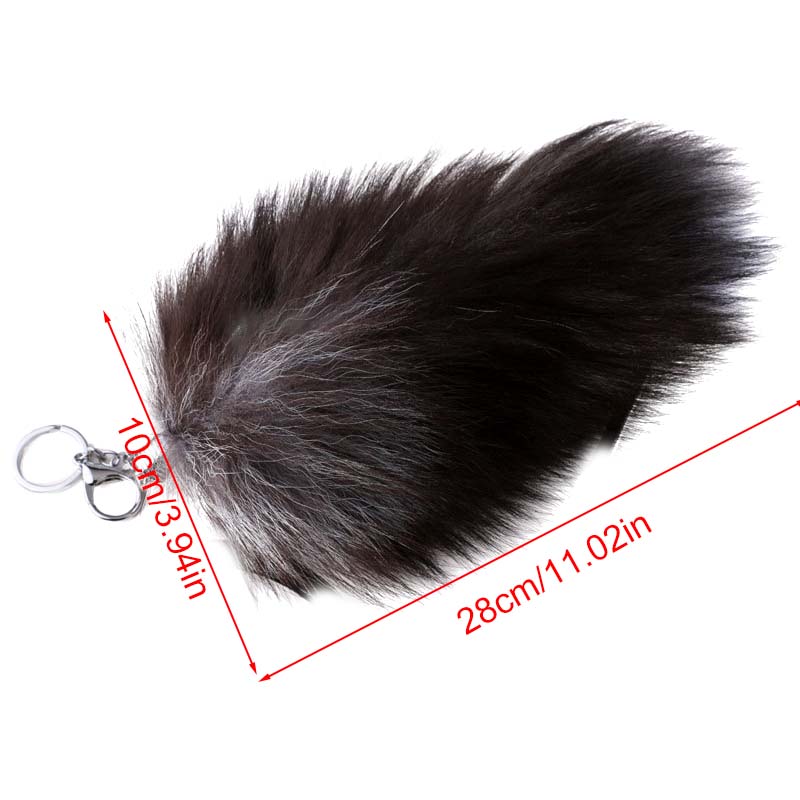 1Pc Bag Pendant Soft Keychain Large Key Ring Chain Fashion Fur Fox Tail Keyring 25CM