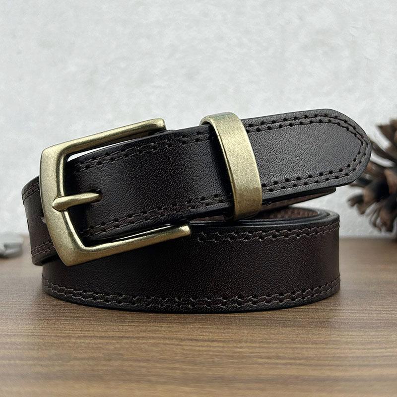 2.8Cm Wide Retro Fashion Belt Women'S Leather Pin Buckle First Layer Cowhide Casual Jeans Belt Women'S