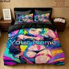 Cyberpunk Edgerunner Custom Name Pattern Bedding Quilt Set Quilt Cover Pillowcase Home Gift(1 * duvet cover + 2 * pillowcase, without core)
