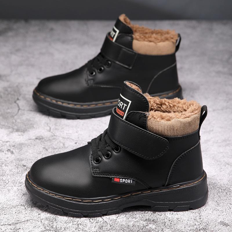 Waterdichte Jongens Martin Boots - Nieuwe Warme, Antislip, Velours Gevoerde Katoenen Schoenen voor Middelgrote en Grote Kinderen.