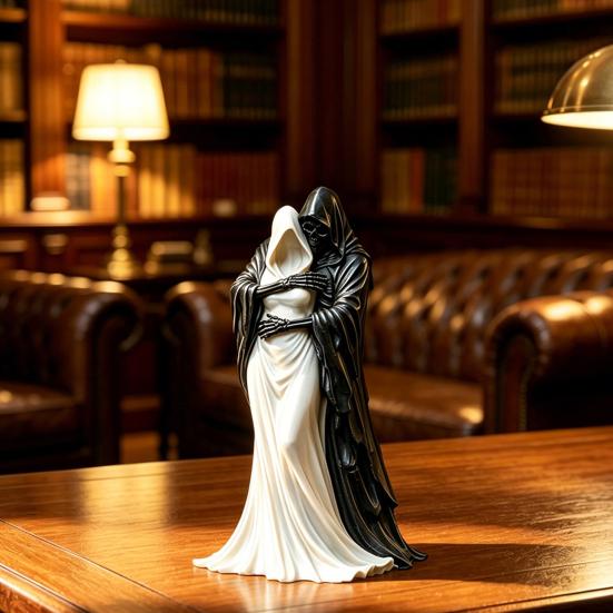 Synthetic Resin Ornaments Gothic Hugging Reaper Figurine, Black And White Skeleton Alternative Aesthetic Collectibles Statue for Bookshelves Desktop,