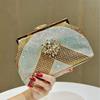 2025 High end Elegant Full Diamond Women Evening Clutch Bag Luxury Rhinestone Sunflower Handbag Wedding Bride Shoulder Bag