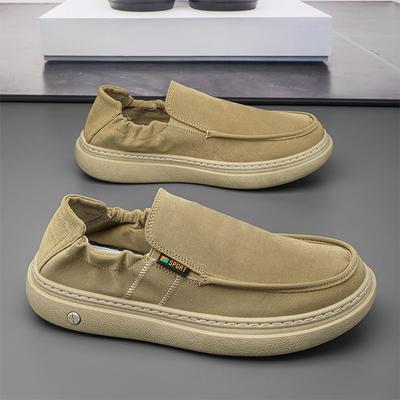 Fashion Fashionable Solid-Color Men Canvas Loafers Lightweight And Comfortable Outdoor Walking Shoe Breathable And Anti-Slip Travel Shoe