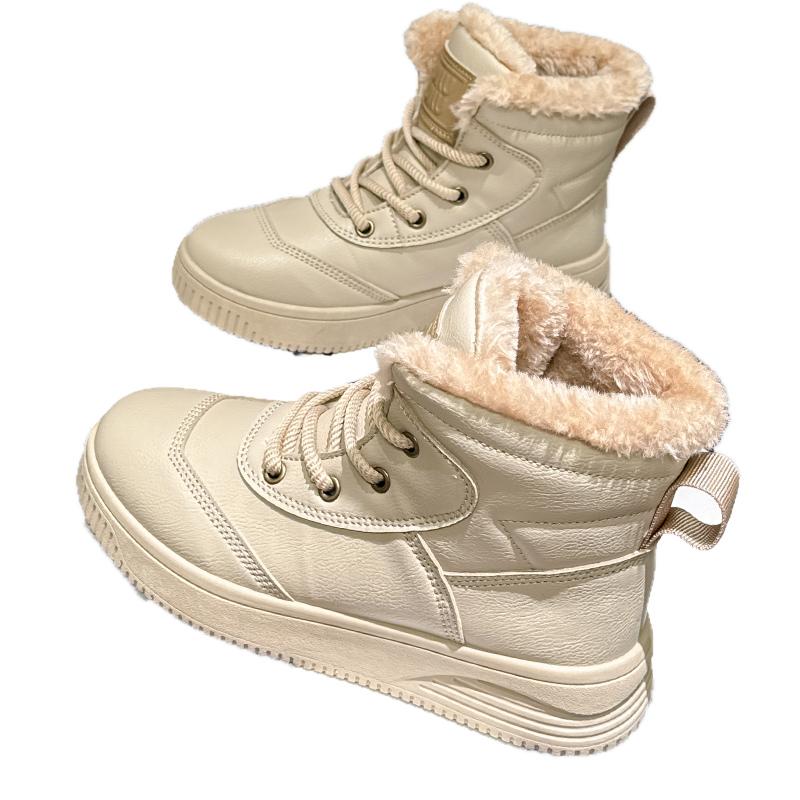 New Fashion Women's Winter Snow Boots With Plush Keep Warm Outdoor Hightop Walking Cotton Shoes Non-slip Waterproof Windproof