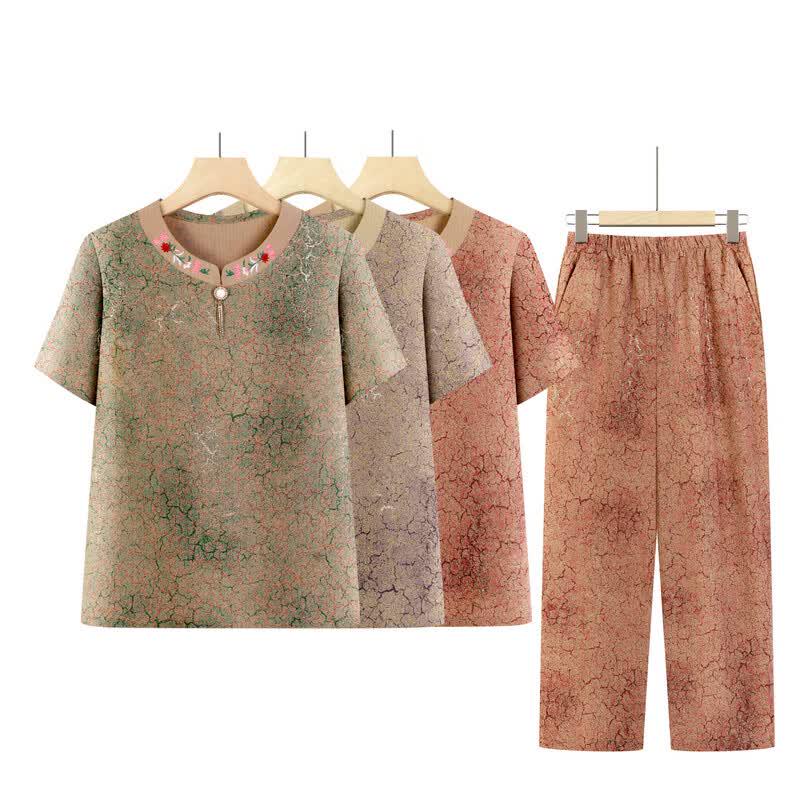 Xiaofu Mid-Aged Women's Summer Short-Sleeve Set