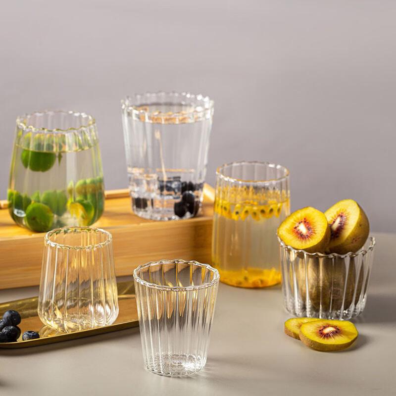 Ins-stil Värmetåliga Texturerade Glasmuggar (400 ml, Set om 2)