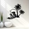 1 Stück Surfen Palme Metall Wandkunst Statue Wandbild für Tropisches Schlafzimmer Strand Terrasse Sommer Dekor Geschenk Küstenliebhaber Rostbeständig