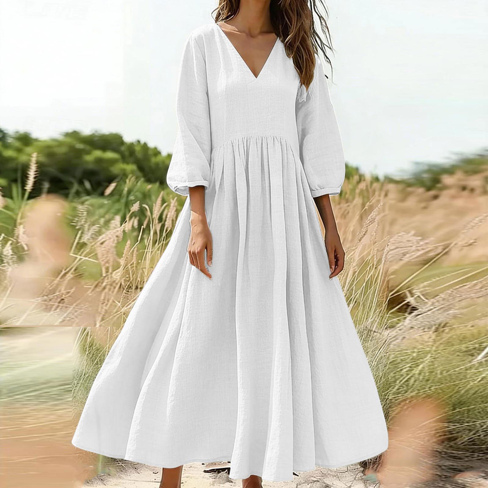 

Women s Fashionable Casual Loose-fitting Dress XL білий