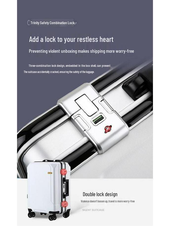 Kangaroo Leather Travel Suitcase - Durable, Large Capacity for Men, Women, and Students with Password Lock and Trolley Wheels.