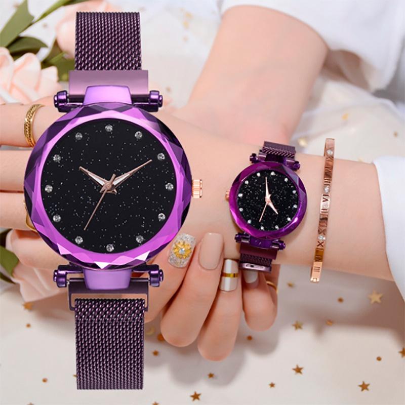 Montre-ceinture de mode pour femme Qualité Supérieure Ciel Étoilé Bracelet Magnétique Acier Inoxydable