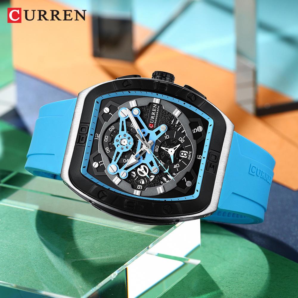 CURREN 8443 Men's Waterproof Sports Quartz Chronograph Watch with Calendar and Six-Hand Display