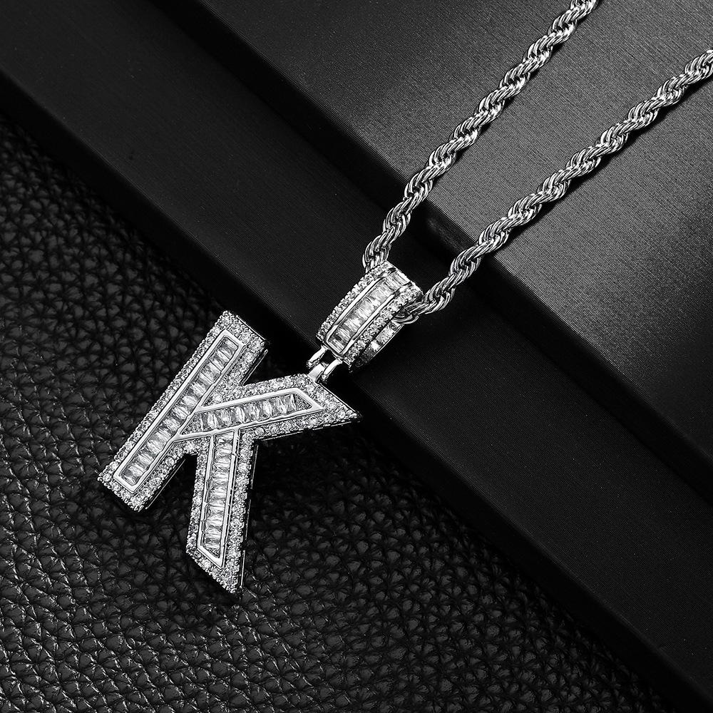 Letter Pendant Copper Inlaid Zircon Necklace Personalized Niche Design Men'S And Women'S Pendant Necklace
