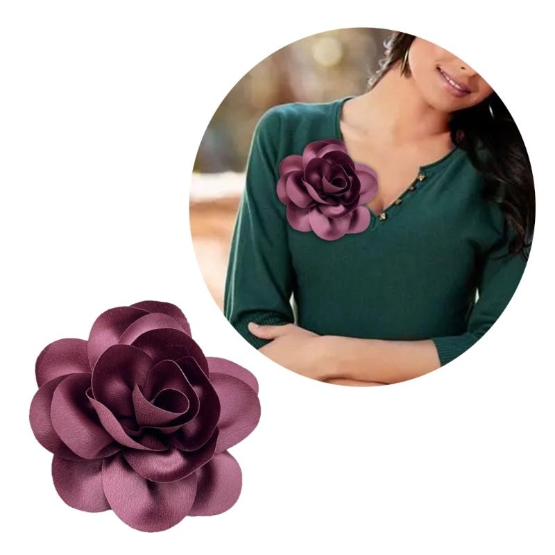 Beautiful Satins Flower Lapel Pin Delicate Brooch French Brooch with Unique Pattern for Fashion Forward Individuals
