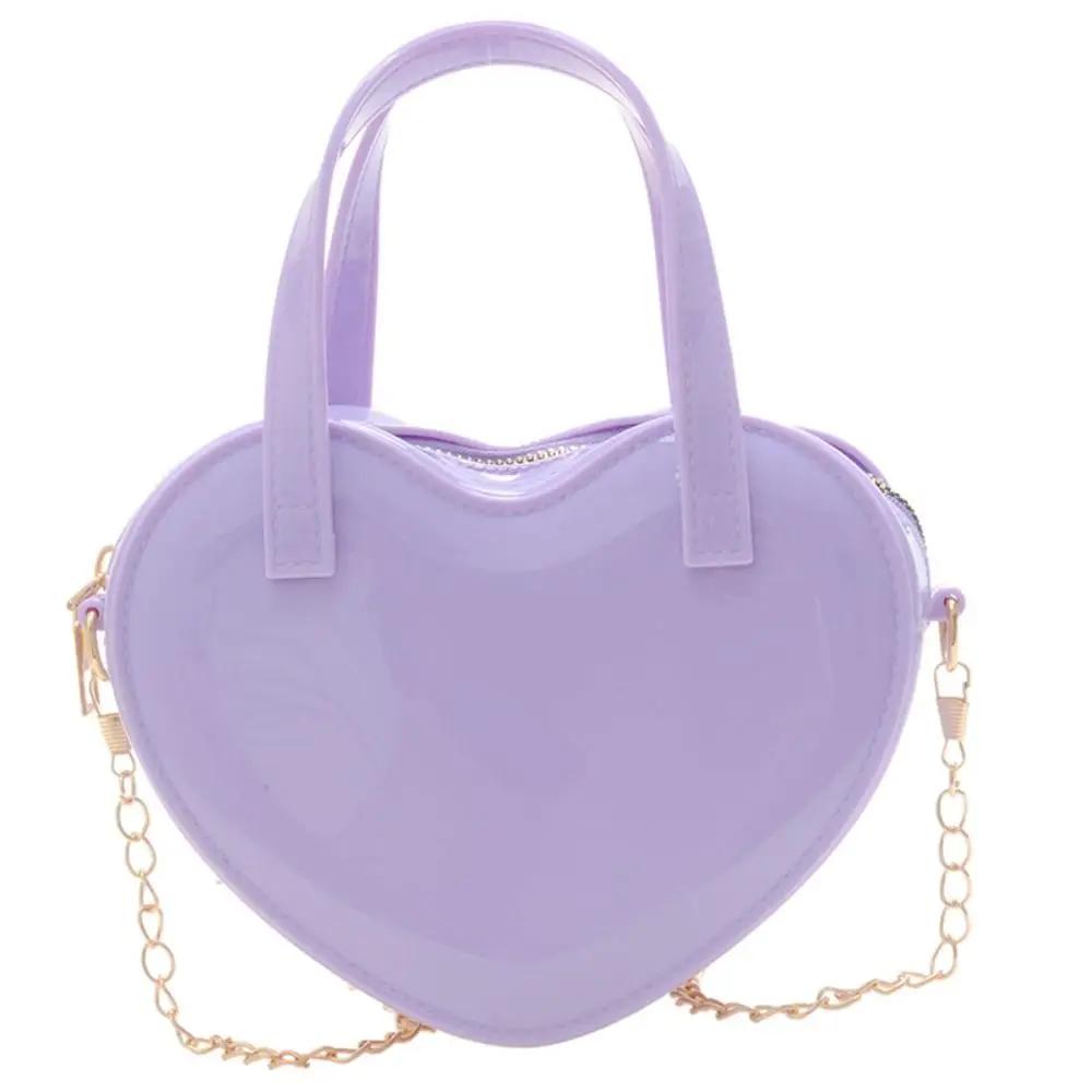 Women's New Mini Crossbody Chain Shoulder Bag Fashion Love Shape Candy Color Jelly Single Shoulder Bag Handbag Women's Satchel