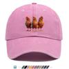 pc Three Brown Hens Pattern Print Baseball Cap Fashion Fun Animal Design Comfortable Breathable Duck Tongue Hat Unisex Adjustab