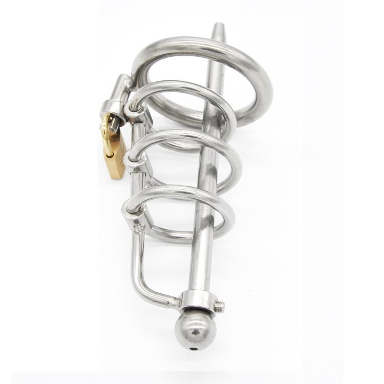 Stainless Steel Cage Urethral Sound Metal Ring Plug & Ball Toys