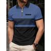 Men's Fashionable Polo Shirt Comfortable Color Blocking Design Digital Printing Summer Outdoor Wear Europe Men's Clothing