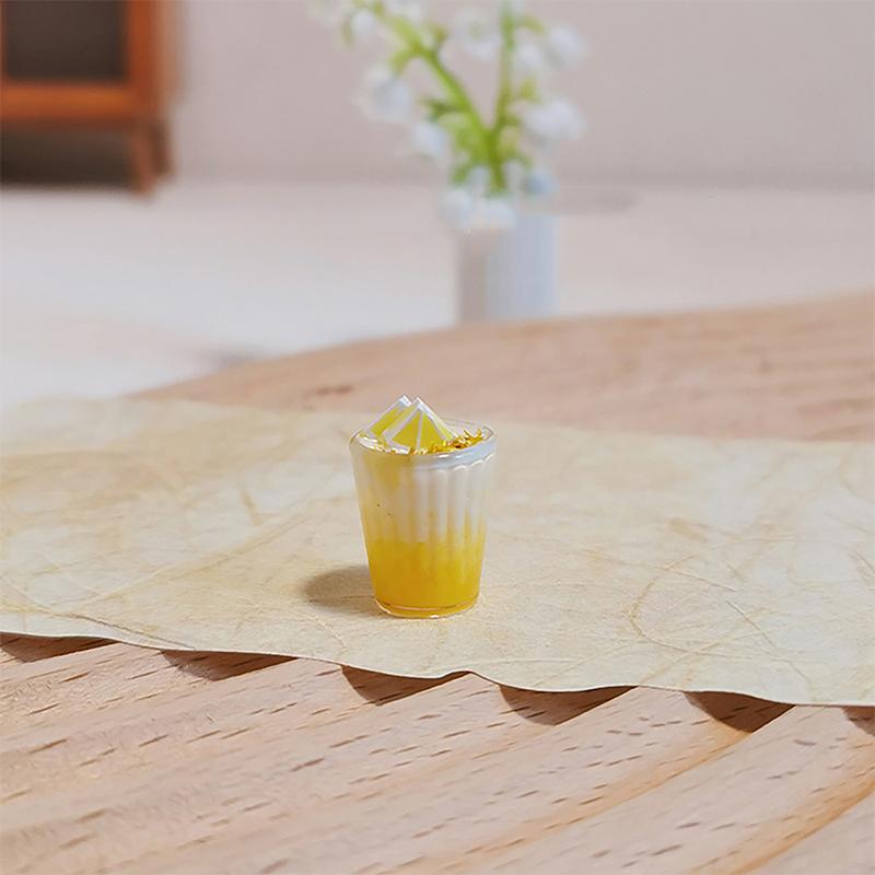 

Миниатюрный кукольный домик, милый смоляной мини-фруктовый чай, игрушечные модели, аксессуары для кукольного дома, еда для ролевых игр, кухонный декор жёлтый