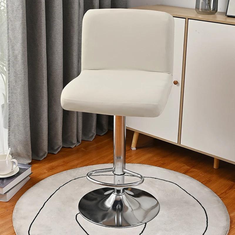 Pu Leather Low Back High Footed Stool Covers Bar Chair Seat Covers Home Hotel Decor Lifting Rotating Chair Slipcover