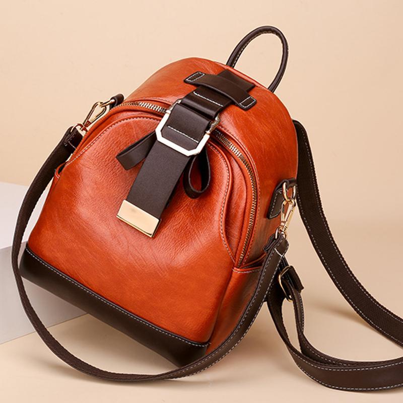 Vintage Backpack For Women High Quality PU Leather School Bag Large Capacity Travel Rucksack