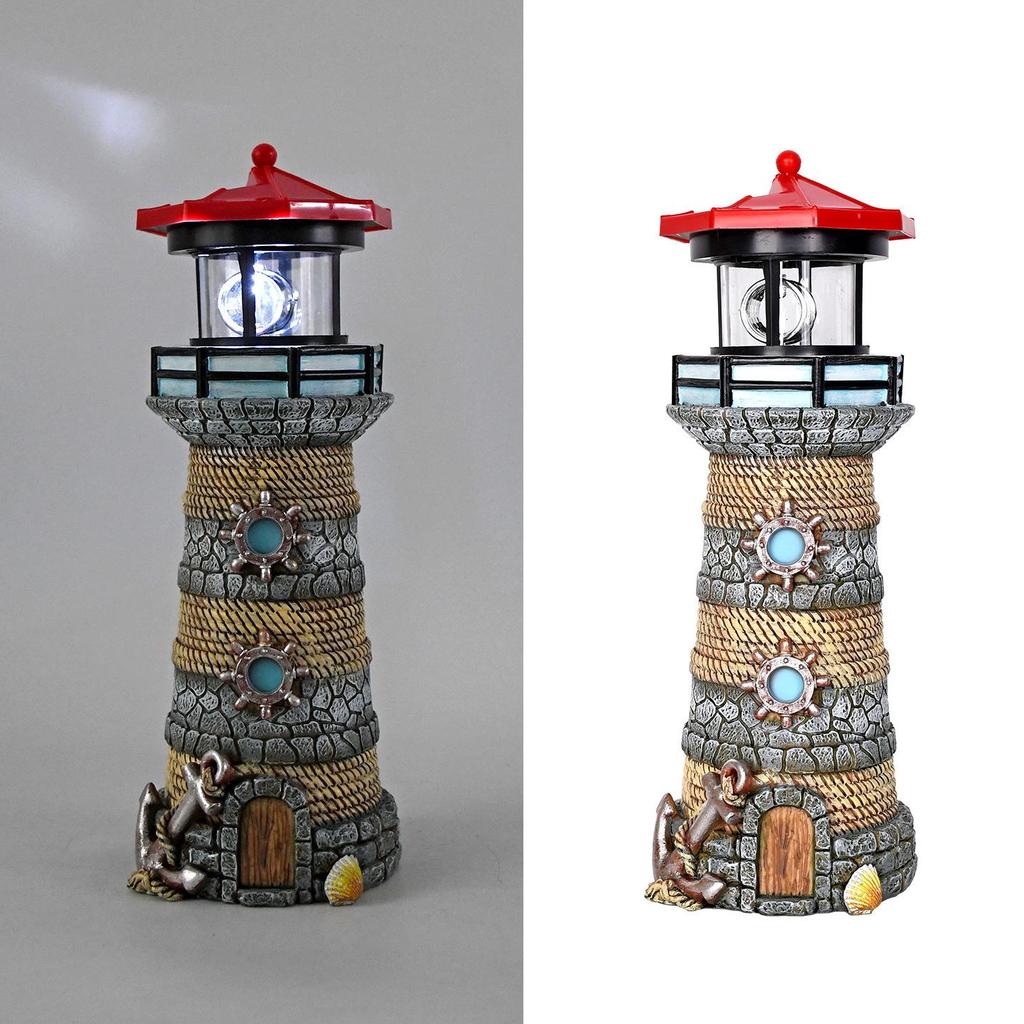 Solar Rotating Lighthouse Resin Decor for Outdoor Landscape and Garden