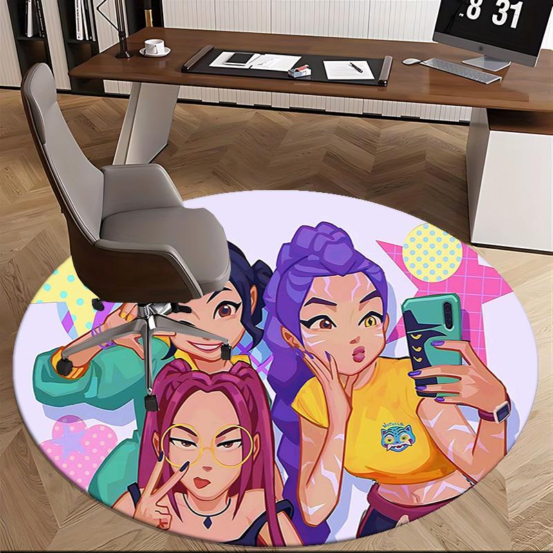 1 Stück Anime-Design Runder Teppich - Bürostuhlmatte, Rutschfester Teppich für Heimdekoration, Wohnzimmer, Schlafzimmer, Spielzimmer