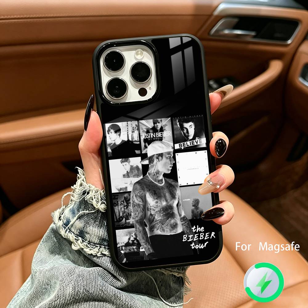 Top Pop Male Singer  Justin-B- Bieber For IPhone17 16 15 14 13 12 11 Plus Pro Max Plus Wireless Charger Phone Case