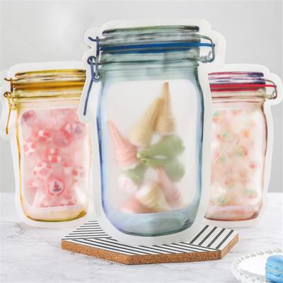 50 Stück Einmachglas-Form Verdickt Ziplock Snack Versiegelt Backwaren Schneeflocken-Crisp-Beutel Süßigkeiten Blüte Tee Verpackung