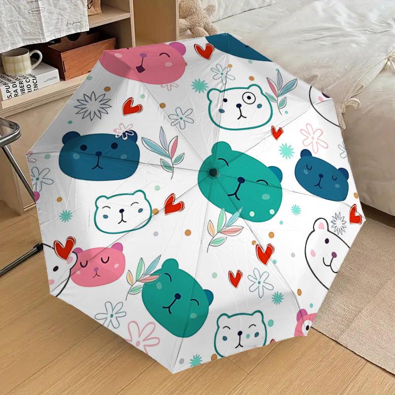 

1pc Bear Faces Automatic Folding Umbrella, 8 Ribs Iron Frame, Suitable for Outdoor Travel and Daily Use yy251120244