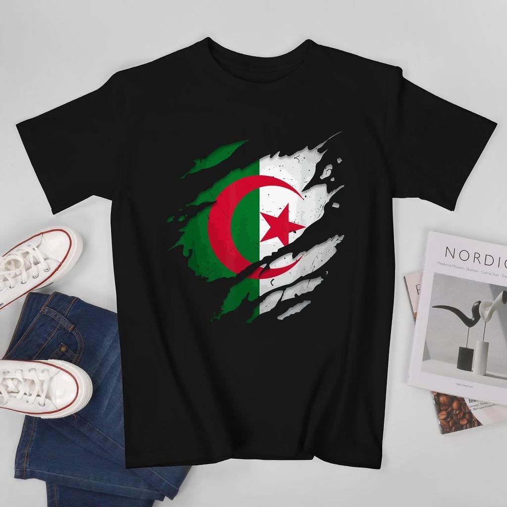 More Design Algeria Flag Algerian Unisex Tshirt Tees Tshirt Oneck T Shirts Unisex Boys Clothing 100 Cotton