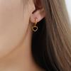 Hong Kong Retro Heart-Shaped Peach Earrings: 18k Gold, Titanium Steel, Lightweight, Colorfast for Women.