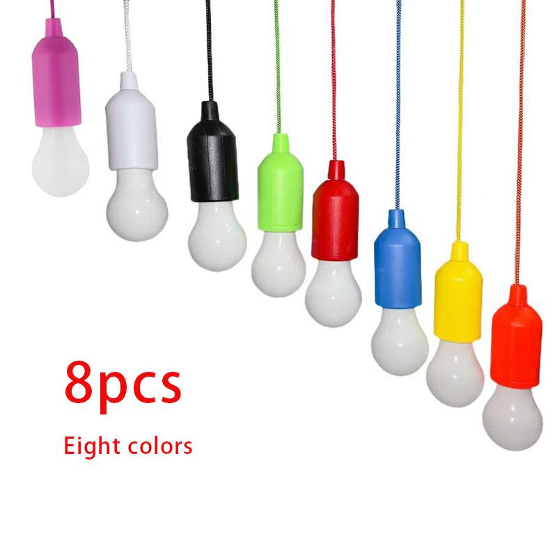 

Кольоровий люстра-лампочка з витяжкою Портативна підвісна лампа-лампочка Декорація для кемпінгу на відкритому повітрі, саду Підвісний світлодіодний нічник 8pcs