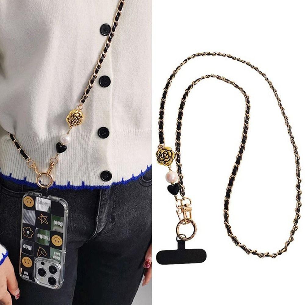 Pearl String Long Bag Chain Leather Crossbody Chain Key Hanging Chain Mobile Phone