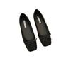 Flat Bottom Square Head Bow Doudou Single Shoes Women's Shoes 2025 New Spring, Autumn and Winter French Suede Gentle Evening Shoes
