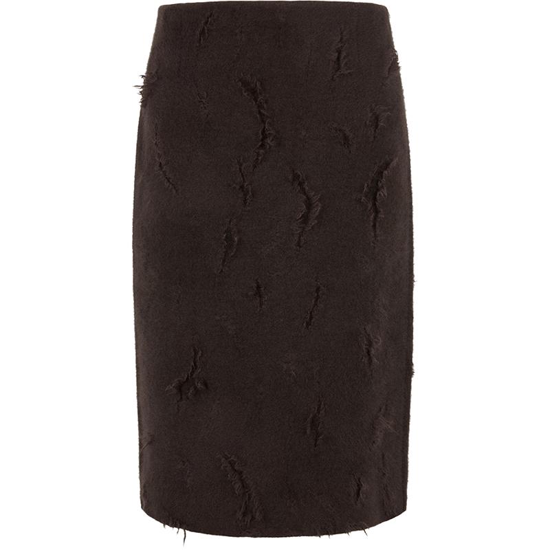 JNBY Women's H-Line Rabbit Hair Blend Straight Skirt