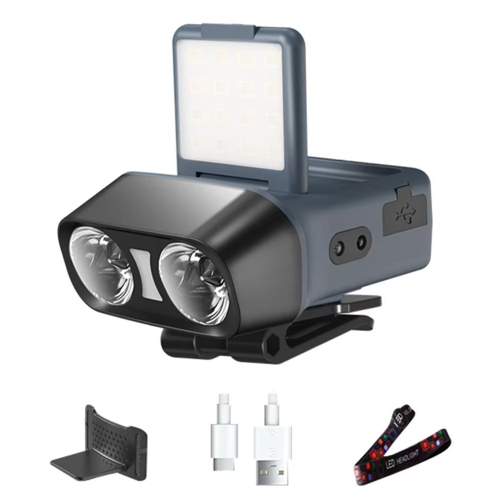 

Водонепроницаемый налобный фонарь с датчиком, портативный индукционный фонарь для рыбалки, светодиодный фонарь-клипса для шляпы, кемпинг Blue