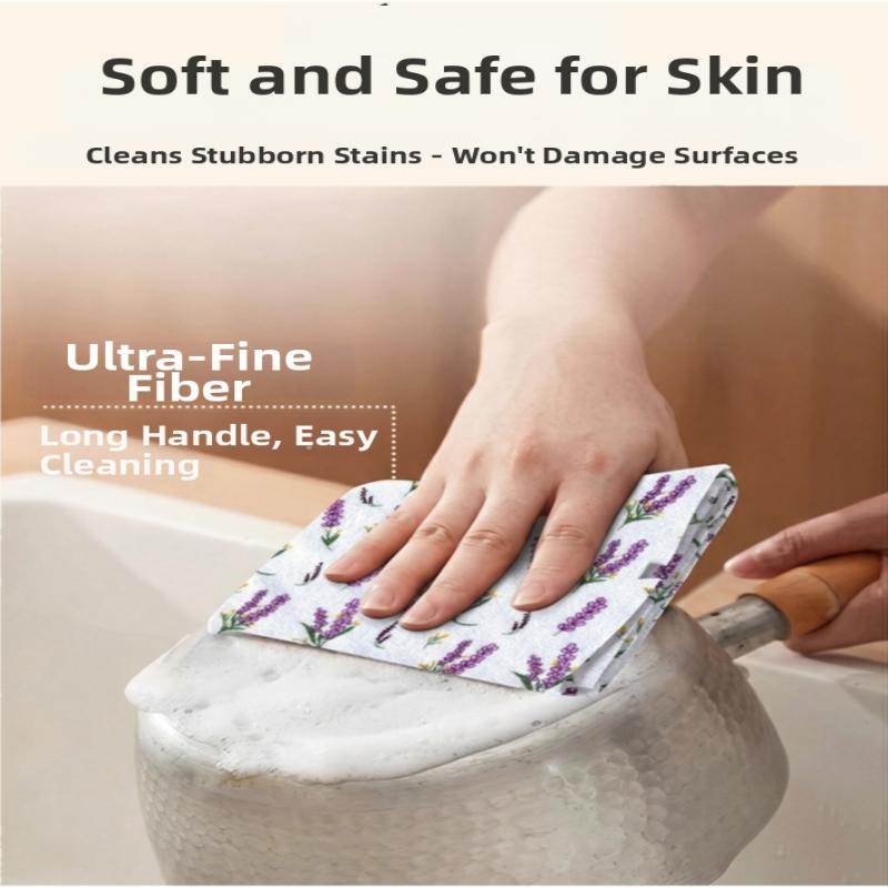 Tearable Microfiber Cleaning Cloth Roll Reusable With Cute Prints For Kitchen Wiping Home Use