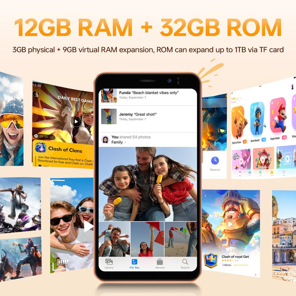 Blackview Wave 2C Android 16 Smartphone, 12 GB RAM + 32 GB ROM(TF 1 TB) Smartphone 3000mAh, 5" HD+ Display, 5MP+2MP Kamera, Dual-SIM/GPS