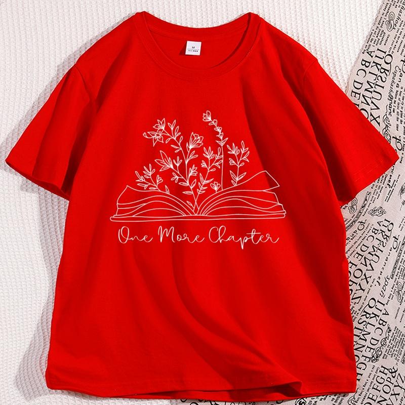 

Retro Book Lover Tshirt Reading Tshirts Just One More Chapter Books Club Tshirt Librarian Cotton Short Sleeve Printed Clothes S